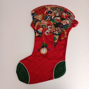 Vintage Cranston Handcrafted Jumbo Stocking Night Before Christmas 17x32 Quilted